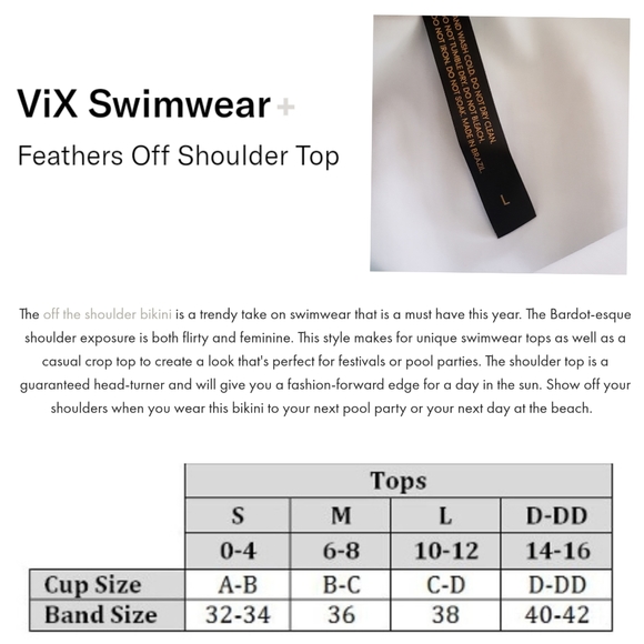 Vix Feathers off the shoulder bikini top new aqua - Picture 4 of 6